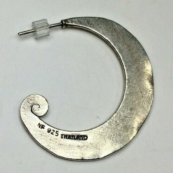 Abstract Brushed Sterling Silver Earrings - Picture 4 of 12